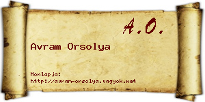 Avram Orsolya névjegykártya